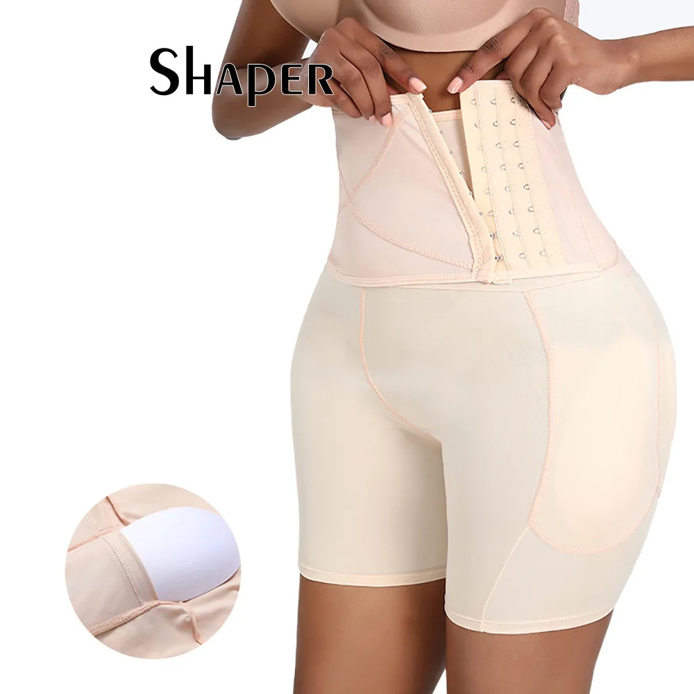 

2021 Women Silicone Hip Pads Butt Lifter Underwear High Waist Control Hip Enhancer Panties, Black/nude