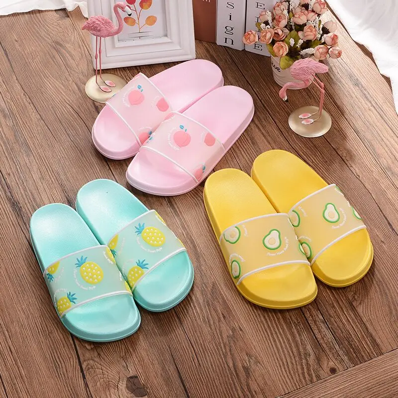 

Women's bathroom slippers thick flip flops Korean fruit slippers thick-soled women slippers