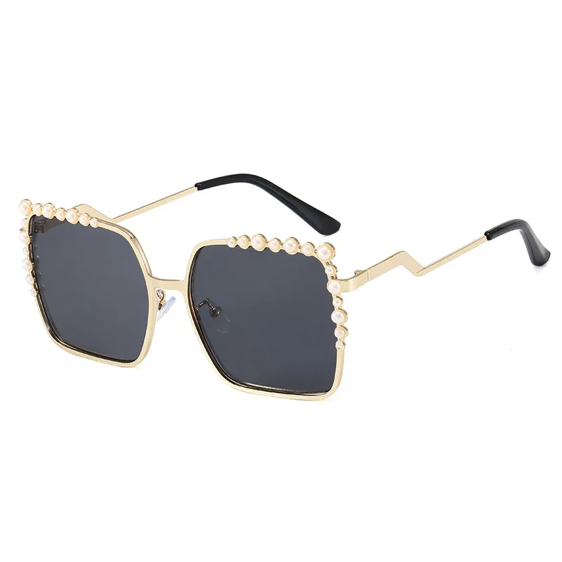 

Fashion Famous Brand Designer Trendy Big Frame Square Oversized Pearl Women Shades Sun Glasses Sunglasses 2021