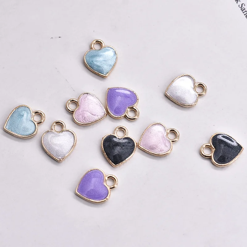 

New Arrival DIY Accessories Cartoon Lovely Heart Simple charms Pendant Earrings Material Enamel Charm 10*12mm, Picture