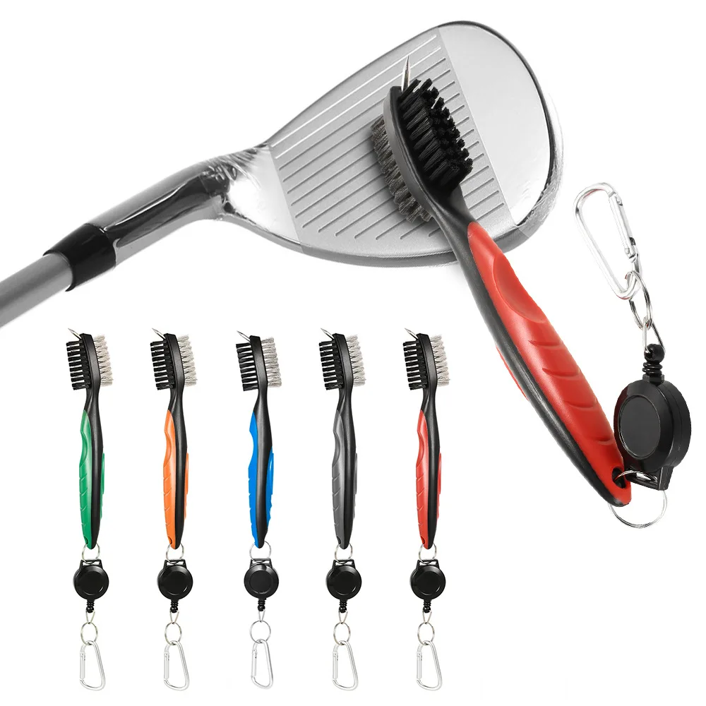 

colorful multifunction tool golf club 2 sided golf club cleaning brush with protection, 7colors available, white, green, yellow, red, black, blue, orange