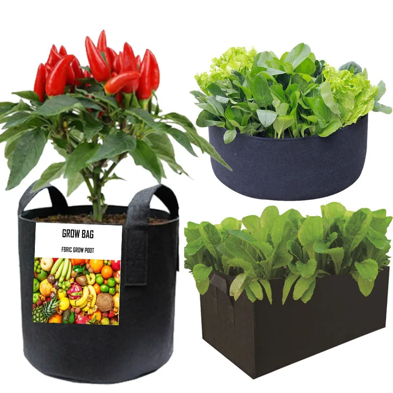 

2022 Wholesale NON-woven fabric Felt Garden Grow Bags 5 Gallon Felt Plant Pots, Black