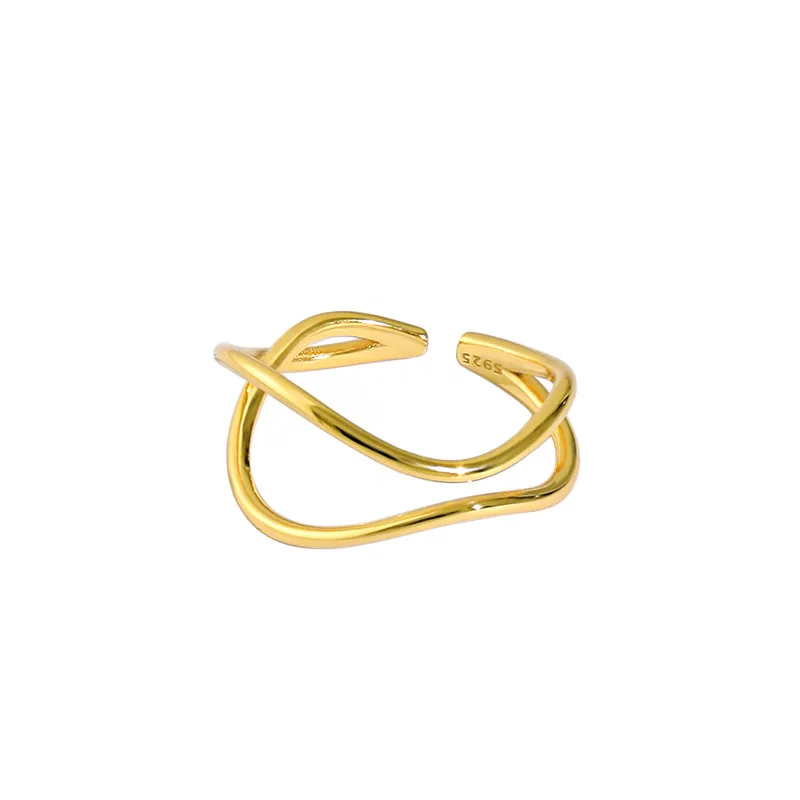 

VIANRLA 925 sterling silver 18k gold plated ring minimalist design stacking ring