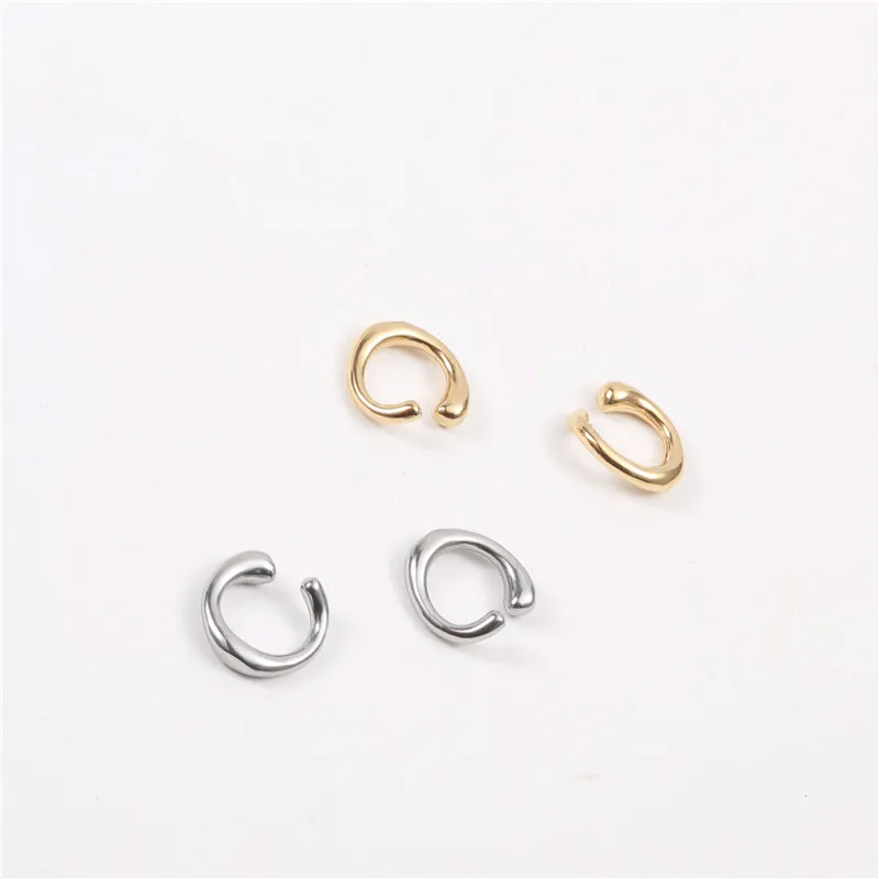 

High End 18K Gold Plated Stainless Steel Jewelry Earrings Ear Clips Irregular Circle Ear Cuff Earrings