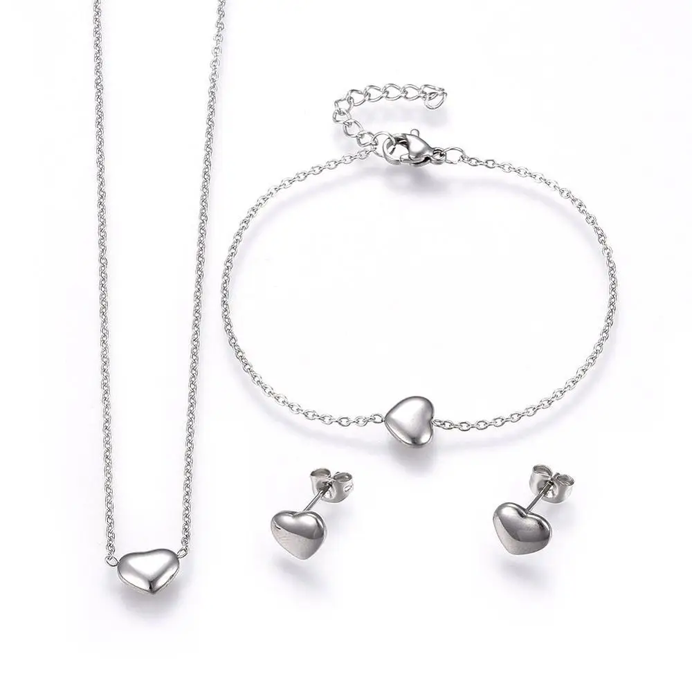 

PandaHall 304 Stainless Steel Heart Pendant Jewelry Sets