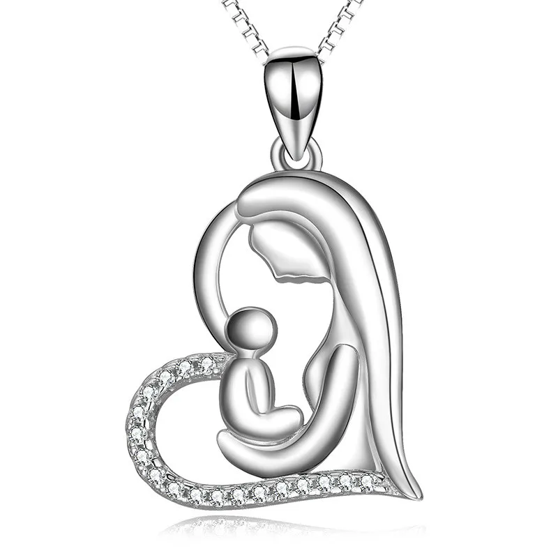 

Sterling silver 925 mom sublimation pendant mother and son necklace mothers day gifts jewelry for kids and mom