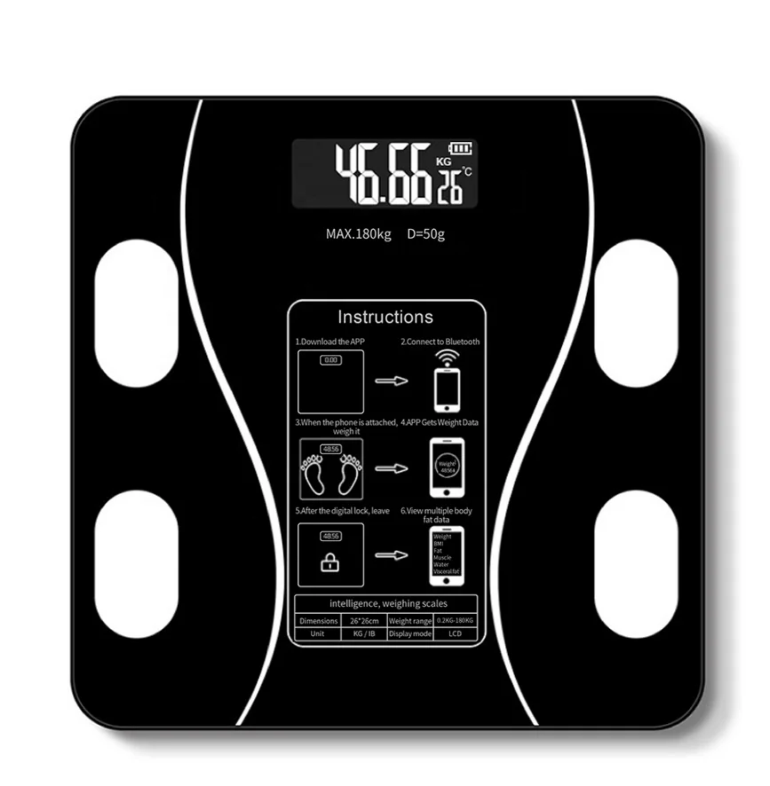 

Body Fat Weight Scale Composition Analyzer Smart Wireless Digital Electronic Weighing Scales With Smartphone App, Black/white/pink