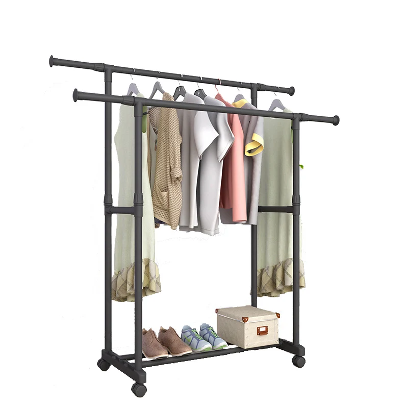 

Clothes Hanger Coat Rack Storage Wardrobe Clothing Drying Racks, Black