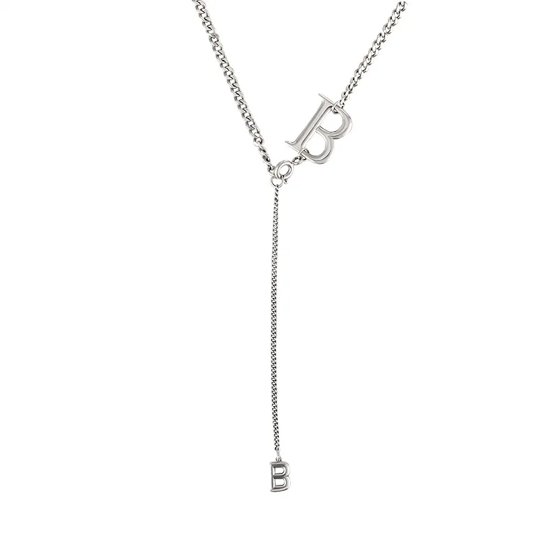 

VIANRLA new arrival 925 sterling silver cuban chain letter necklace initial letter B necklace