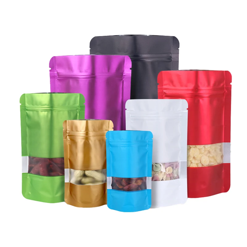 

food grade custom resealable mylar bags zipper water proof stand up pouch clear window