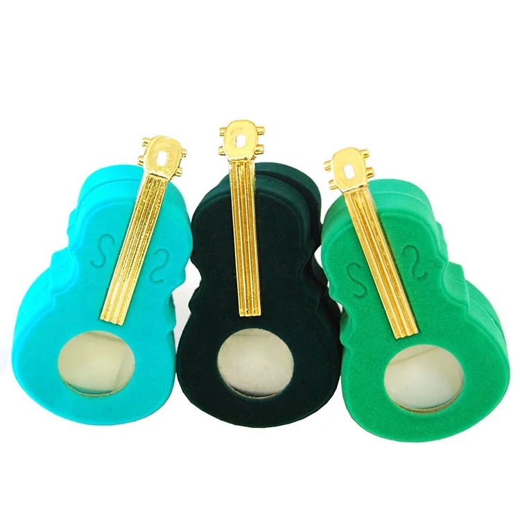 

Factory direct sales of high-grade plastic flocking jewelry box violin shape earrings ring necklace jewelry gift packaging b, Blue, green, blackish green/customized
