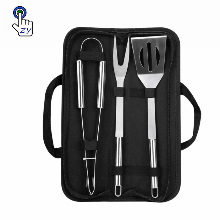 

High quality multifunction portable outdoor barbecue fork knife kit set 18pcs aluminum case bbq grill tool, Sliver