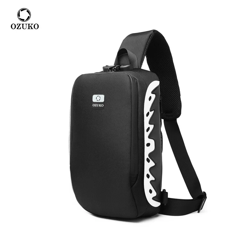 

Ozuko D9281 New Sling Men Chest Bags Waterproof Usb Anti Theft Fashion Crossbody Bag With Hidden Cup Bag, Black,grey,blue,camo