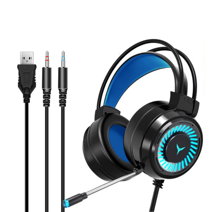

G58 Gaming Headsets Gamer Headphones Surround Sound Stereo Wired Earphones USB Microphone Colourful Light PC Laptop Game Headset