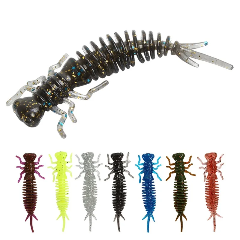 

10pcs/bag Larva Soft Lures 75mm/3g Artificial Lures Fishing Worm Silicone Bass Pike Minnow Swimbait Jigging Plastic Baits, 10 color