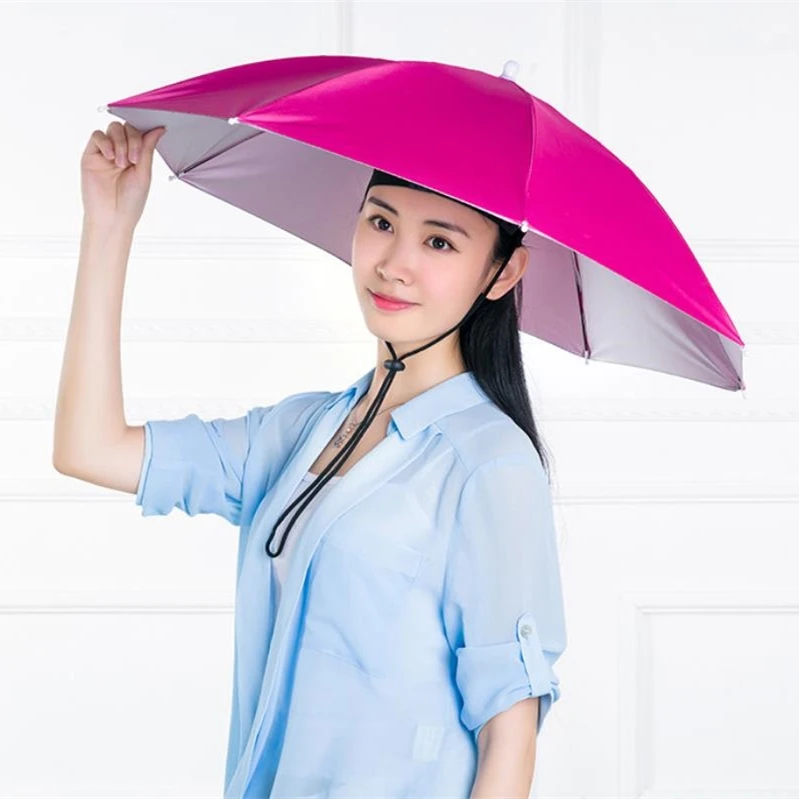 

Radius 38cm X 8 panels steel frame promotional Foldable Fishing head umbrella umbrella hats, Colorful
