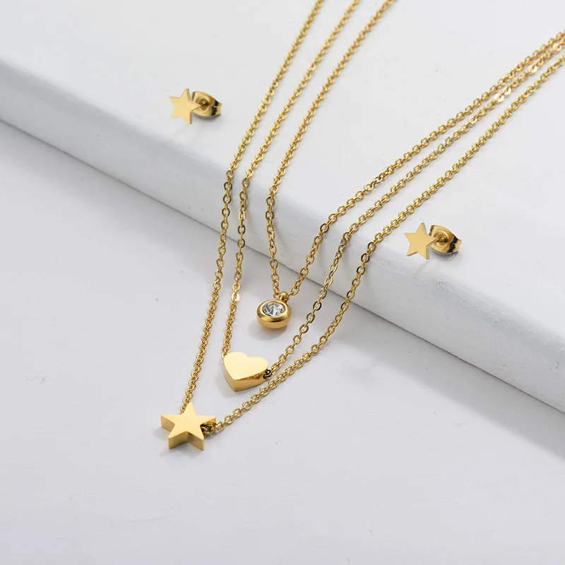 

Baoyan fashion 18k gold simple Zircon necklace Jewelry stainless steel Jewelry sets necklace for lady