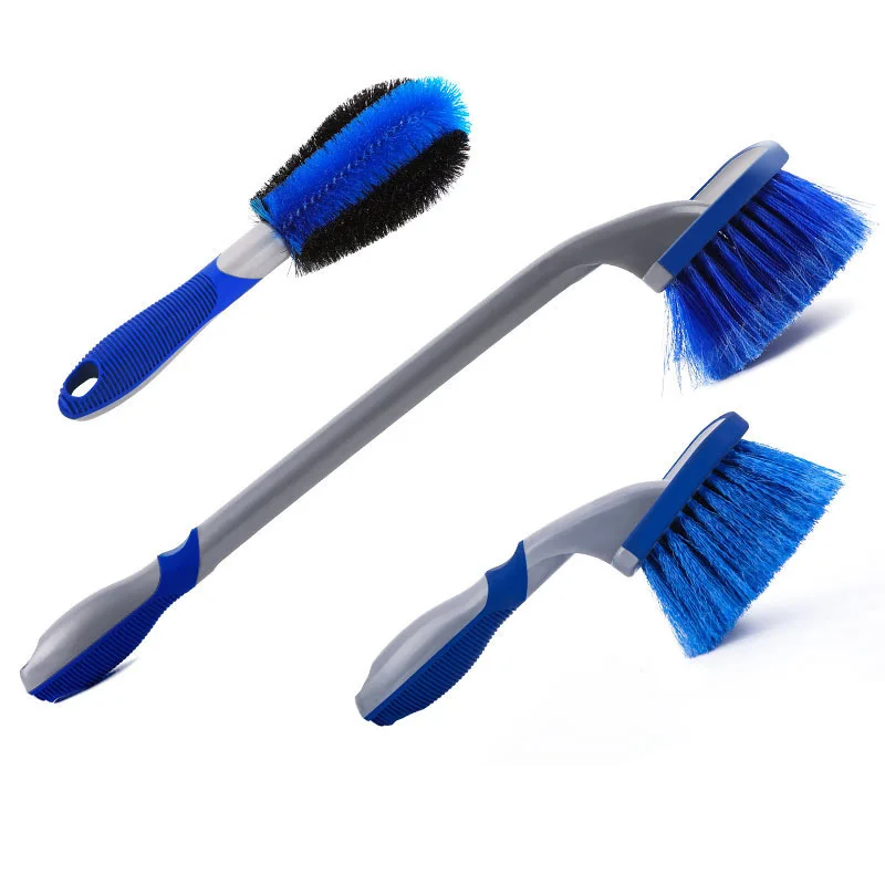 

Long-handled tire rim brush blue wheel brush car cleaning brush set