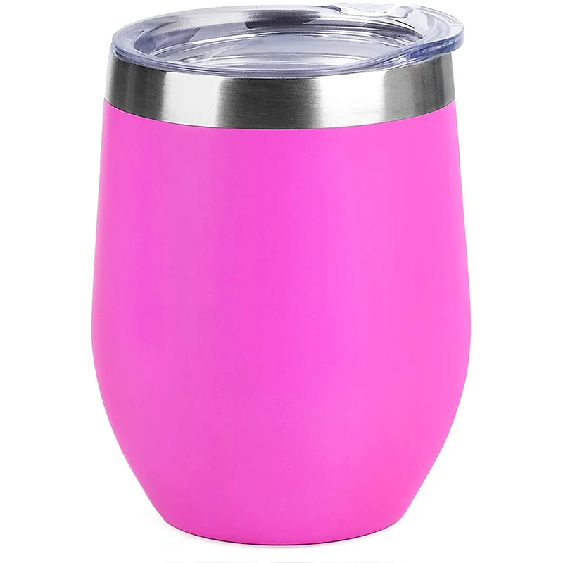 

12oz Stainless Steel Stemless Tumbler, Unbreakable Double Wall Vacuum Insulated Wine Tumbler Cup with Lid, Customized