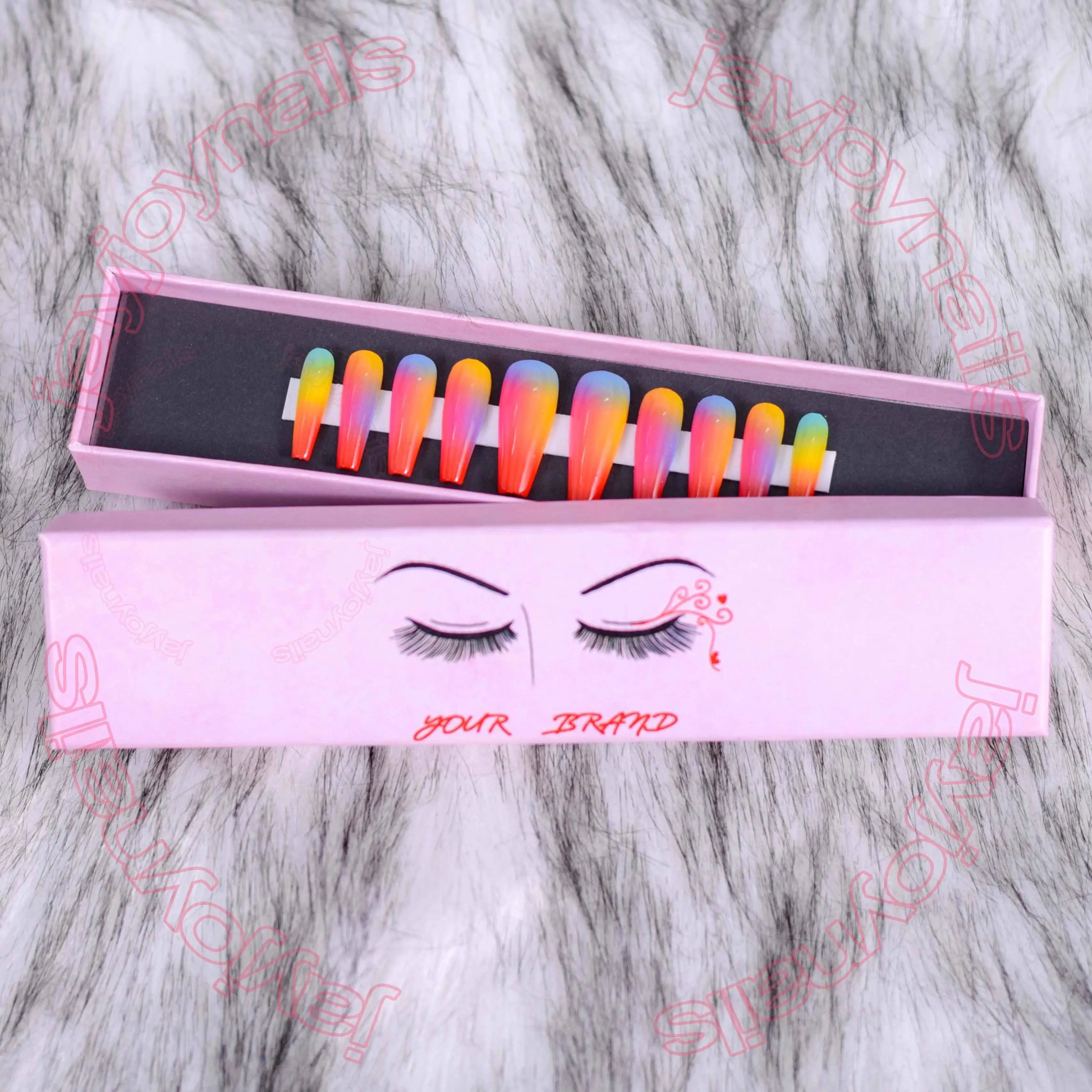 Custom Private Label Press On Nail Box Nail Packaging Eyelashes