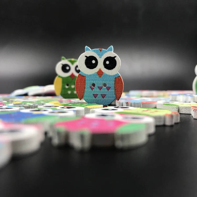 Owl Printed Buttons 24mm Christmas Buttons Wooden Craft Buttons Buy