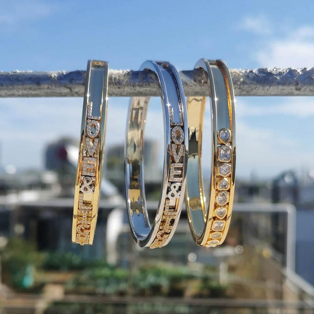 

2020 New Custom Custom Sliding Letter Bangle Designer Charms Bracelet Making Jewelry for Diy Copper 4 Color, Gold/silver/rose gold/black