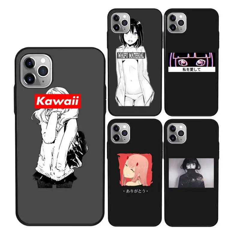 

Japan Anime Girls silicone mobile phone cover for HUAWEI, Black