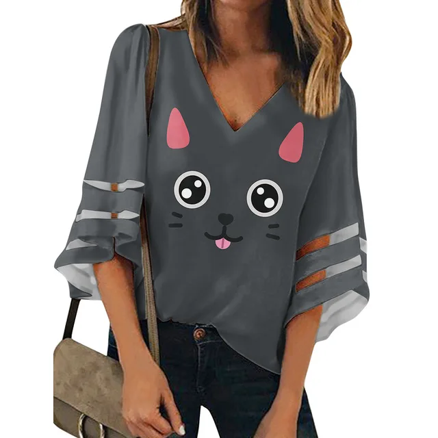 

CatLeopardElephantDog Pattern 3D Women Blouse Tops Printed Casual Funny Shirt Cloth for Teens Lady camisas mujer