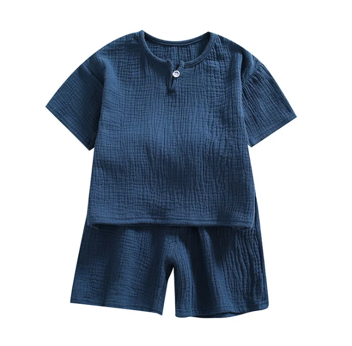 

2021 Summer Baby Girls Outfits Comfortable Short-sleeve Kids Two Pieces Cotton And Linen Shorts Sets