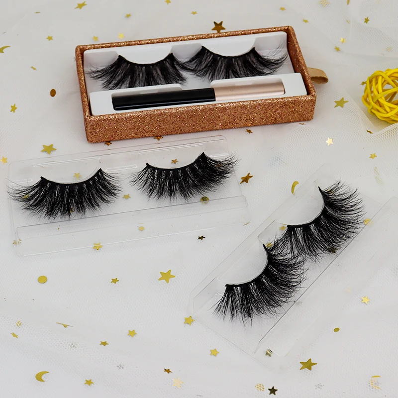 

customer packging logo manufacturer best quality 3d clear band 25mm mink eyelashes, Black