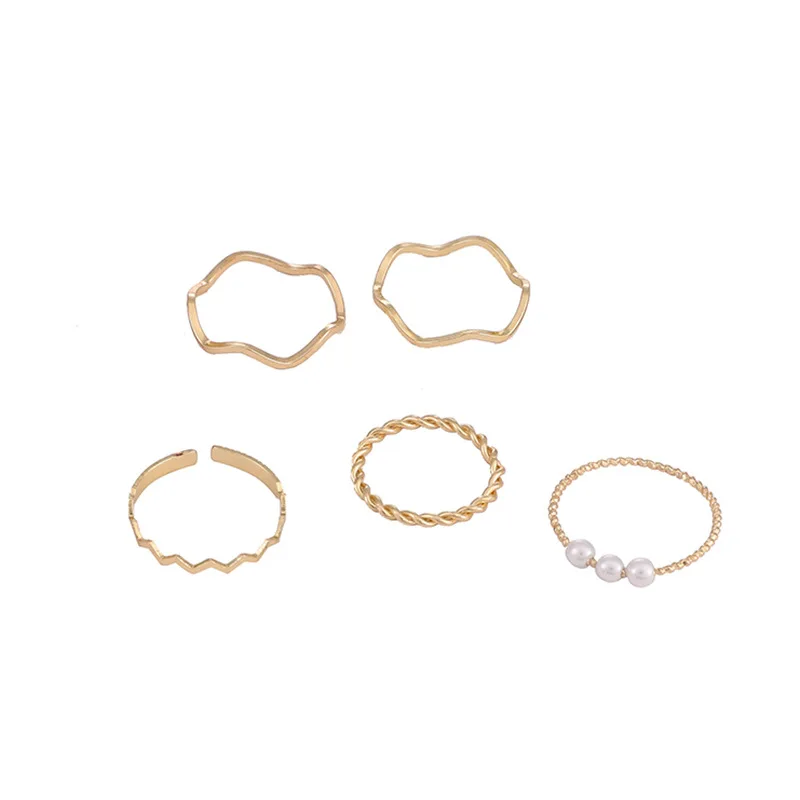 

Factory Direct Sales 5 pcs/set Knuckle Rings Best Selling Geometric Finger Rings, Gold