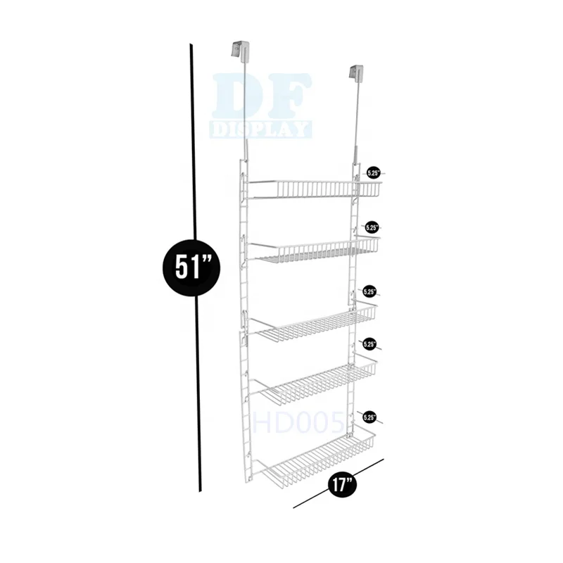 

HD005 Over The Door Over The Door 5 TIER Adjustable Pantry Organizer Rack, Black