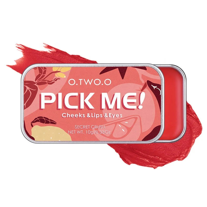 

O.TWO.O Pick Me Matte Blush Cream 3-in-1 Lipstick Eye Shadow Repairing Palette Rouge Cream Natural Peach Contouring Blusher