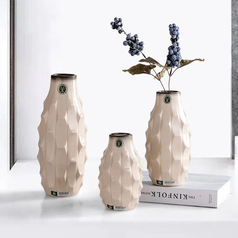 

Nordic ceramic porcelain vase set home daily use green radish plant decoration Nordic handicraft ornaments, Brown