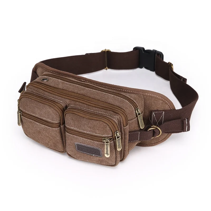 

2019 Wear resistant waterproof large capacity multifunction canvas pockets washable Fanny packs canvas Waist bags BP1127