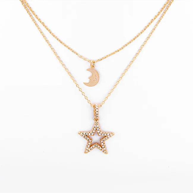 

Dainty Choker Handmade Star Pearl Pendant Multilayer Adjustable Chain Gold Plated Layered Necklaces