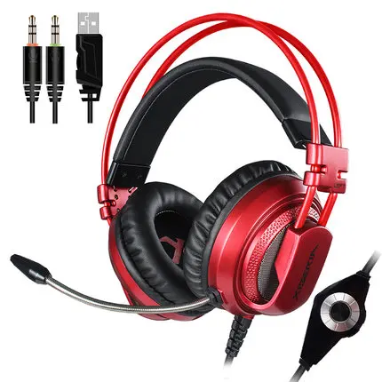 

XIBERIA v10 prevent noise 360 surrounding sound earphones gaming 3.5mm wired headsets headphones, Red black