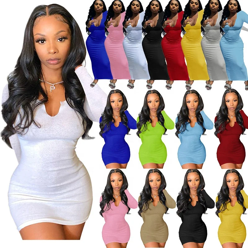 

2021 Fall vestidos de noche largos Rib Knit Long Sleeve Bodycon Tight Pencil Maxi Plus Size Dresses Autumn Women Casual Dress