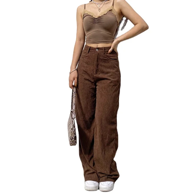 

2022 Women High Waist Jeans Retro Brown Black Jeans Trousers Straight Overalls Pants Long Loose Wide Leg Jeans for Women