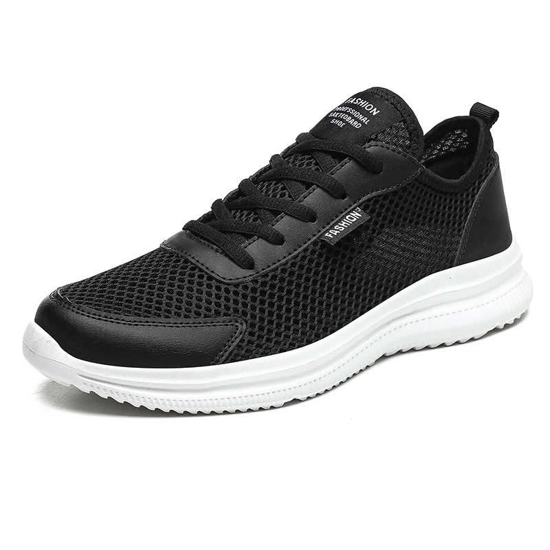 

Men Walking Sneakers Casual Sports Running Shoes, Solid black/black+white/grey
