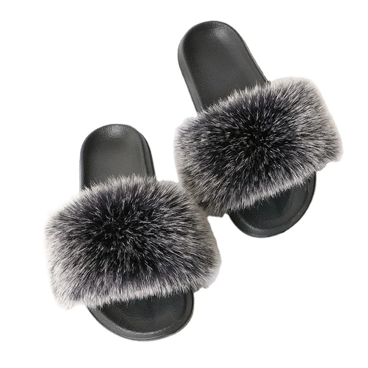 

2021 wholesale summer women's slippers slide outdoor and indoor plus size real fur slippers slide plush shoes, Picture