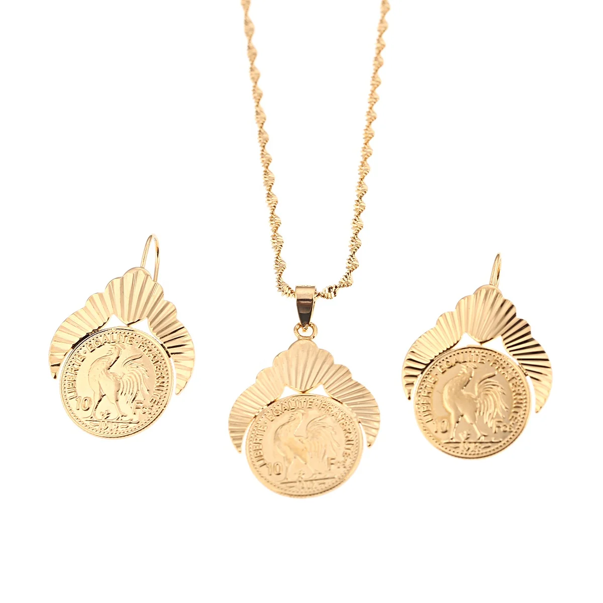 

Gold Color Old French Coin Liberte Egalite Fraternite Coin 1912 Metal Coins Charm Jewelry Sets