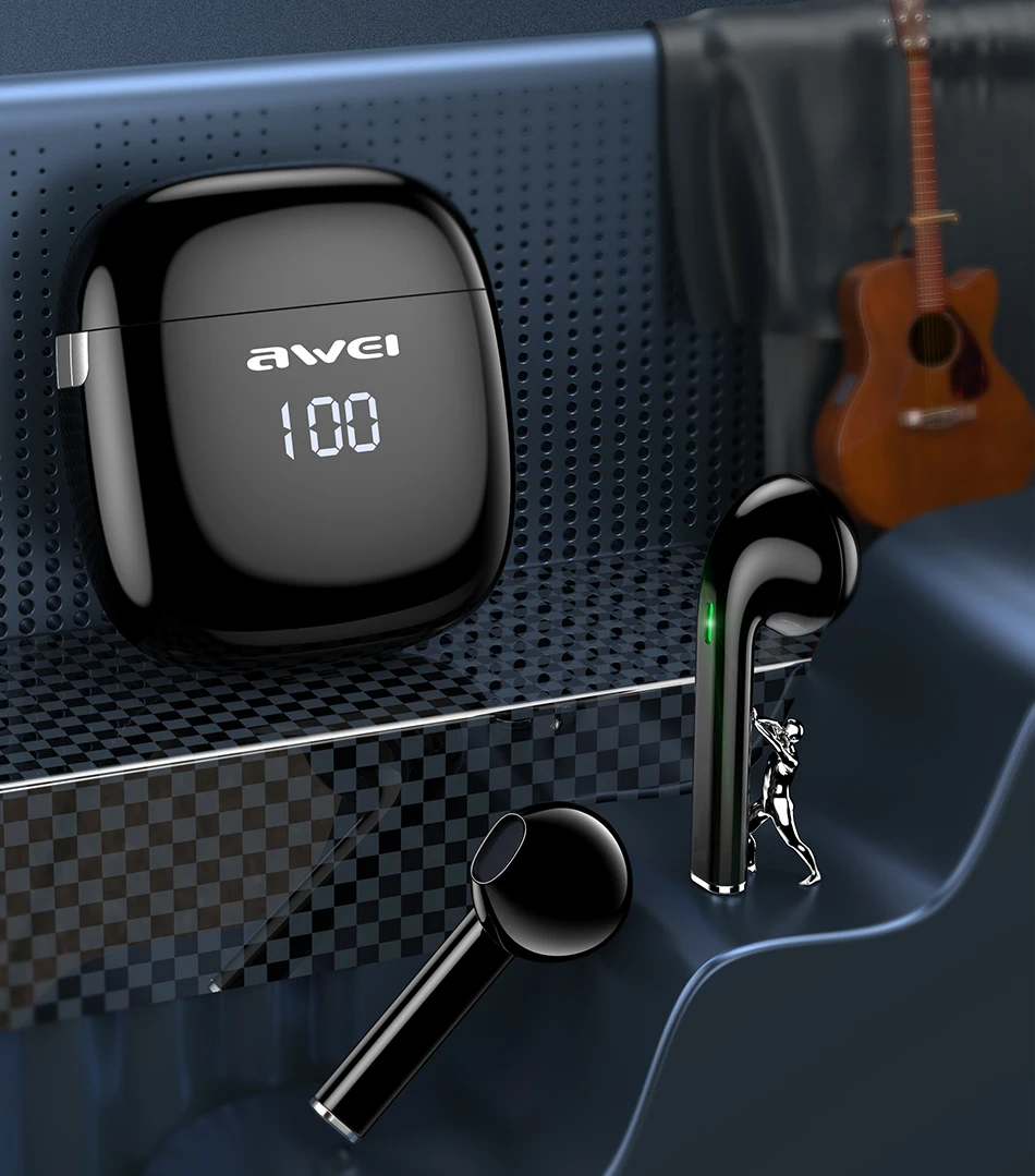 

2020 OEM AWEI T28P LED Display Power TWS Earphone headphone manufacturer