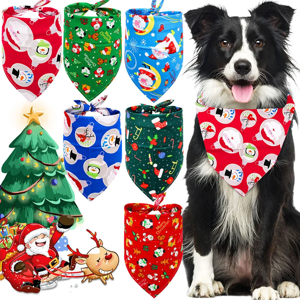 

Dog Christmas Various Pattern Pet Dog Bow Tie Head Scarfs Dog Bandanas Pet Triangle Scarf