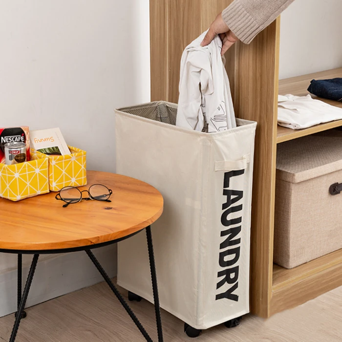 

Wholesale Laundry Storage Basket Fabric Folding Storage Bucket Pushable Dirty Clothes Classification Waterproof Laundry Bag, Light gray, dark gray, beige,red,black,deep blue,blue