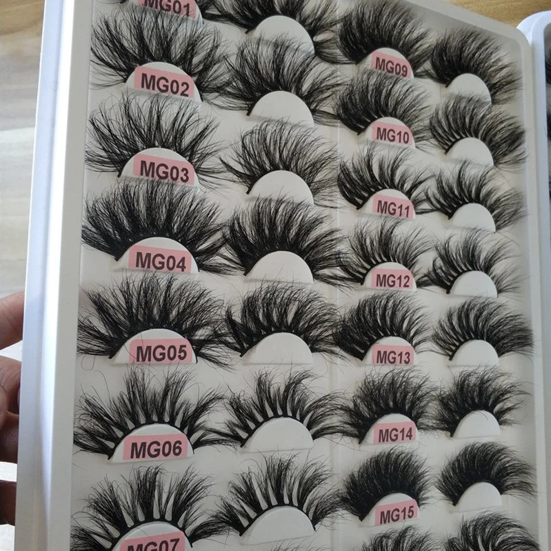 

New Arrival 3D mink eyelashes 27 mm 5D Mink Eyelashes Strips Lashes with Private Label box, Black