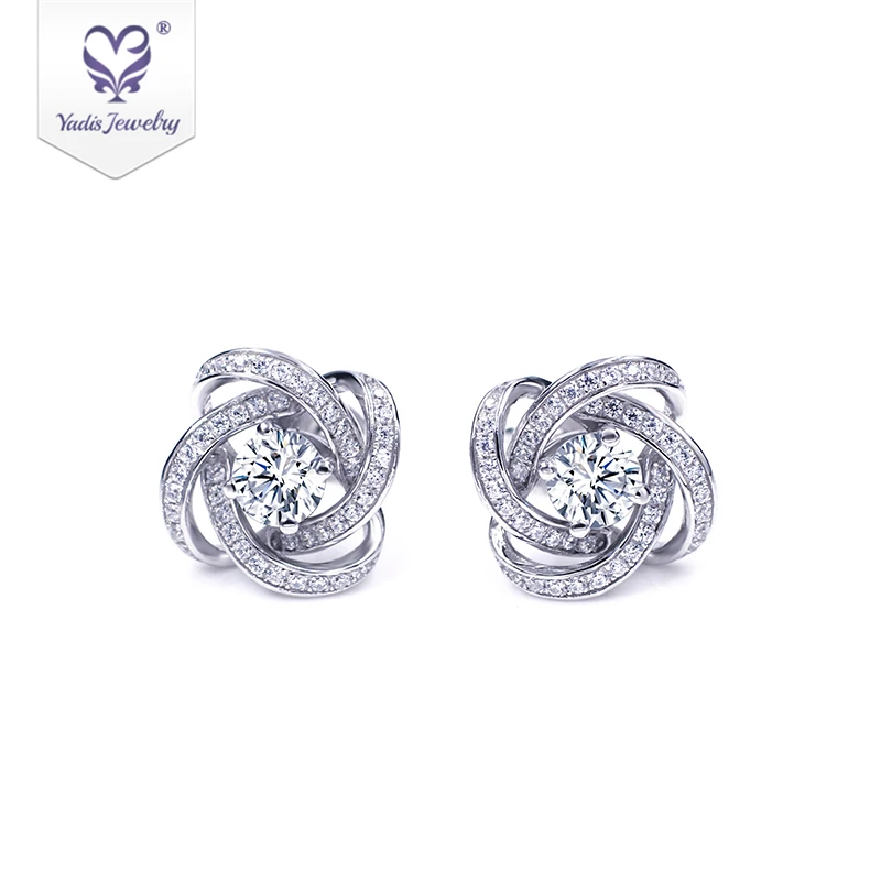 

Tianyu Wholesale Cheap Jewellery Plated White Gold Moissanite Diamonds 925 Silver Stud Earrings