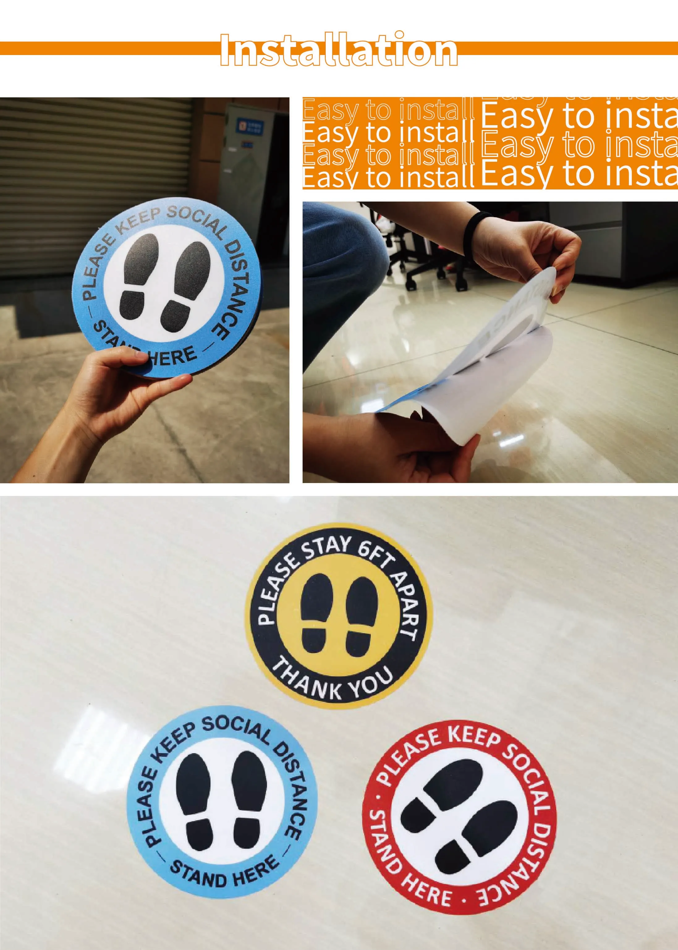 5 X Social Distancing Window Door Sticker STAND HERE PVC Vinyl 10CM X 10CM