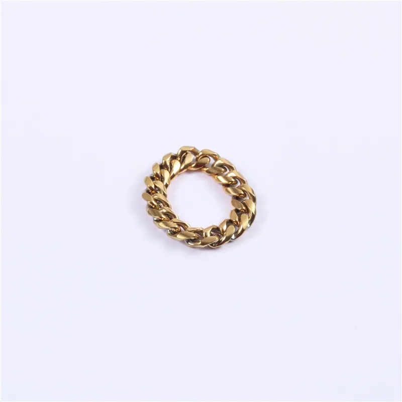 High End 18K Plain Gold Individuality Chain Rings Stainless Steel Trendy Simple Gold Plated Jewelry