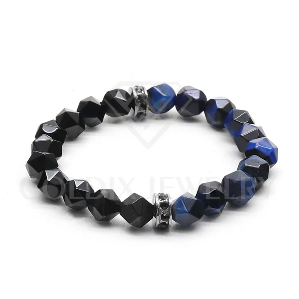 Goldix Jewelry Wholesale 6/8mm Faceted Agate Crystal Yoga Bracelets Healing Energy 7 Chakra Stone Beaded Bracelets for Gifts